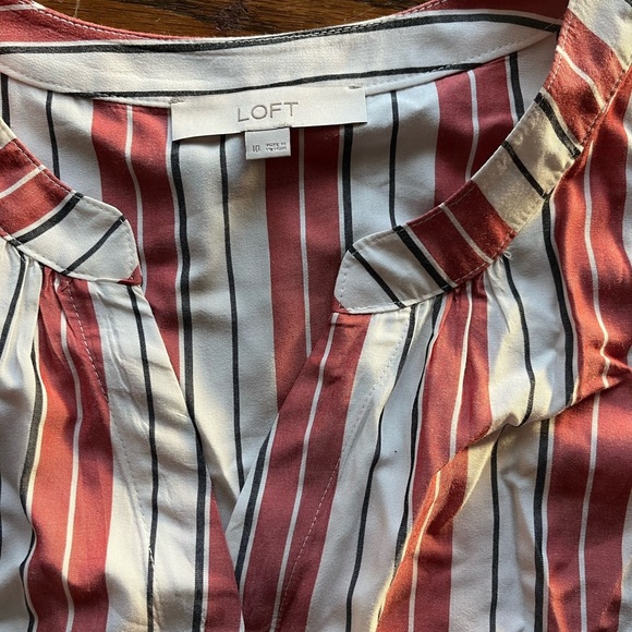 Loft Striped Linen Maxi Dress Size 10 - Picture 7 of 11